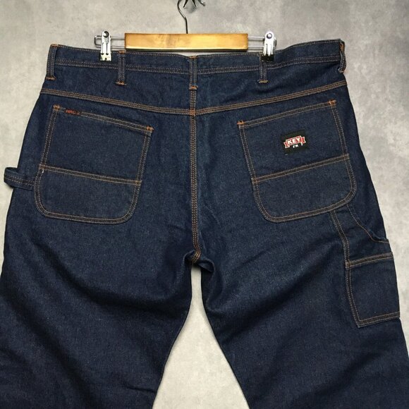 Key FR Mens Carpenter Blue Jeans size 42x34 Work Denim Pants Fire Resistant Raw